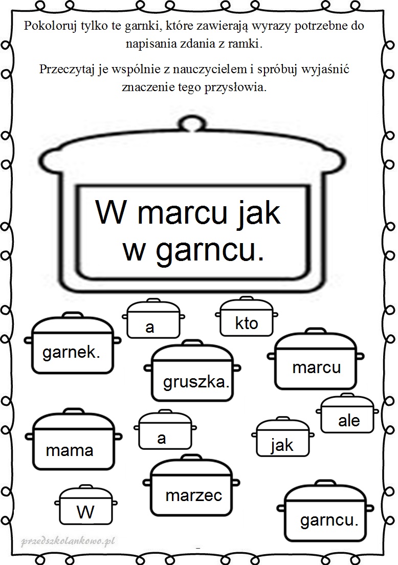 W Marcu Jak W Garncu Kolorowanka W MARCU JAK W GARNCU - Jaś i Małgosia - Przedszkole Nr. 46 w Gdynia